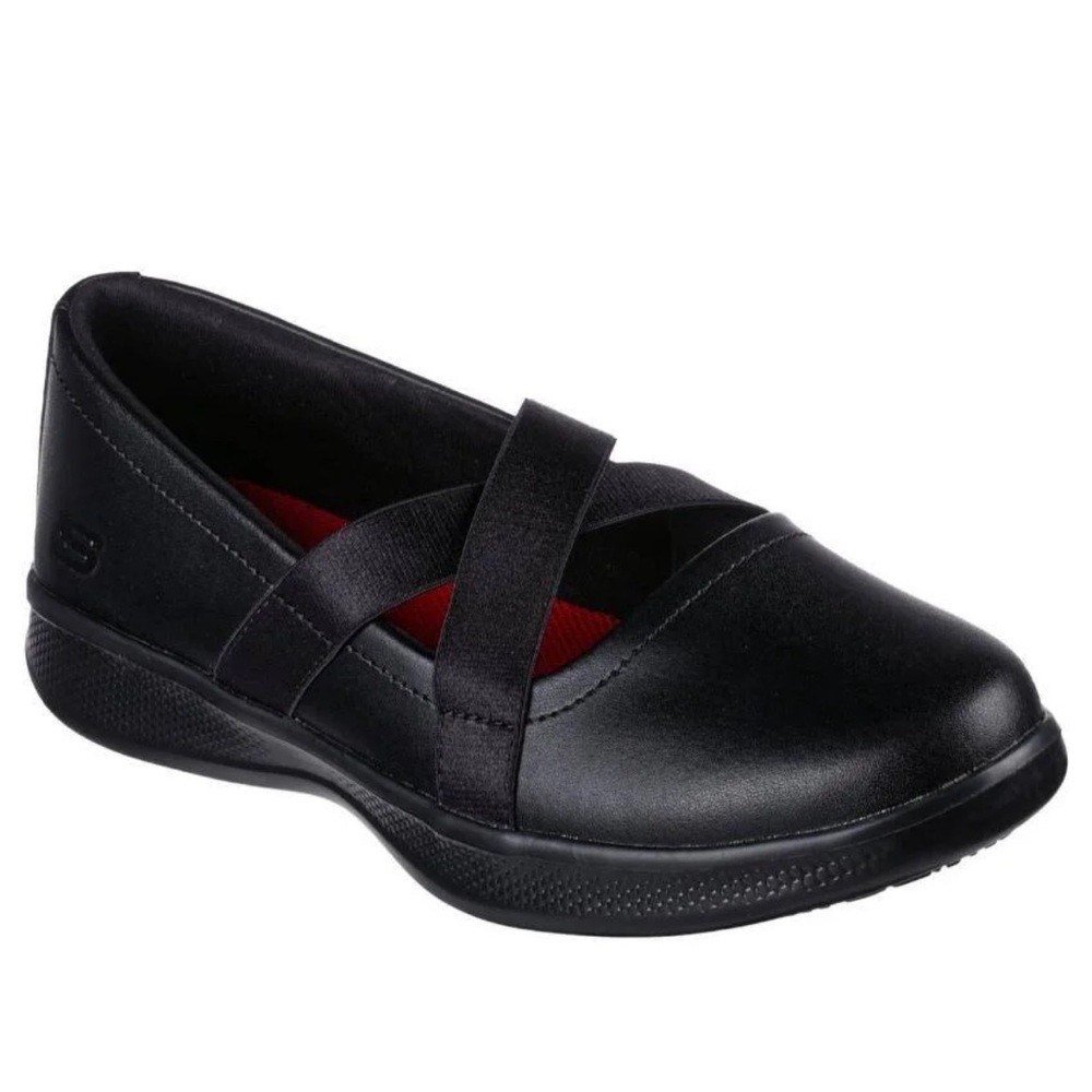 Skechers Leather Work Relaxed Fit Sunrosa Evit Slip Resistant‎ Mary Jane Black 7
